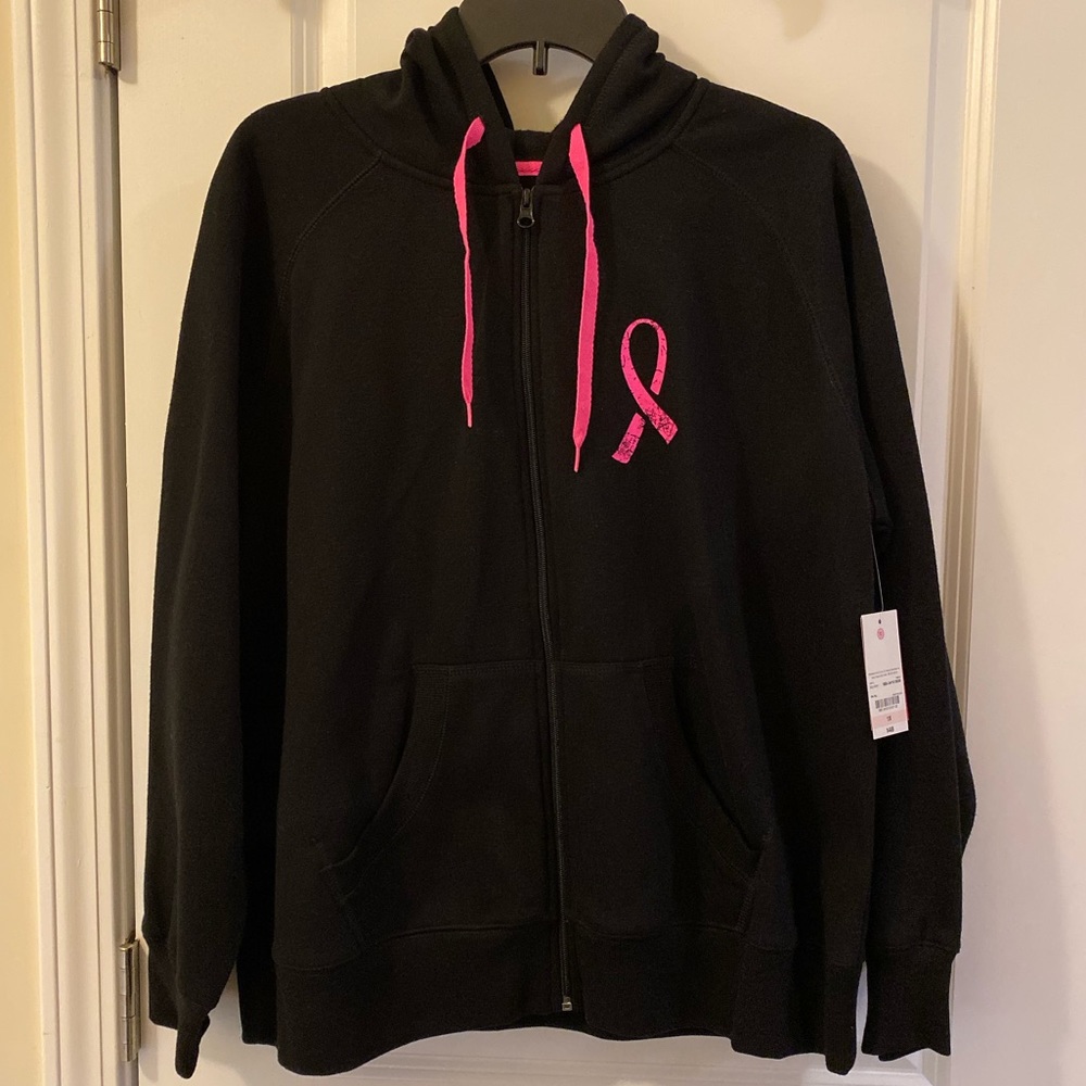 NWT breast cancer awareness zip front hoodie